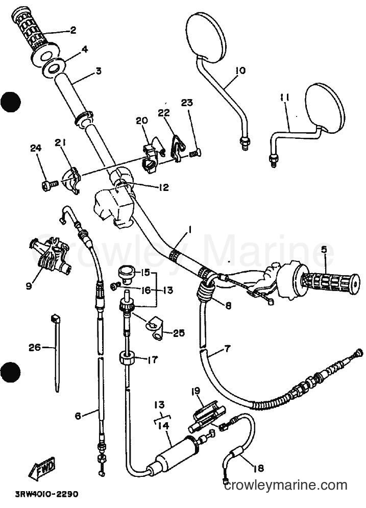 1994 Dirt Bike XT225 - XT225 (4BE9) [010] - STEERING HANDLE & CABLE
