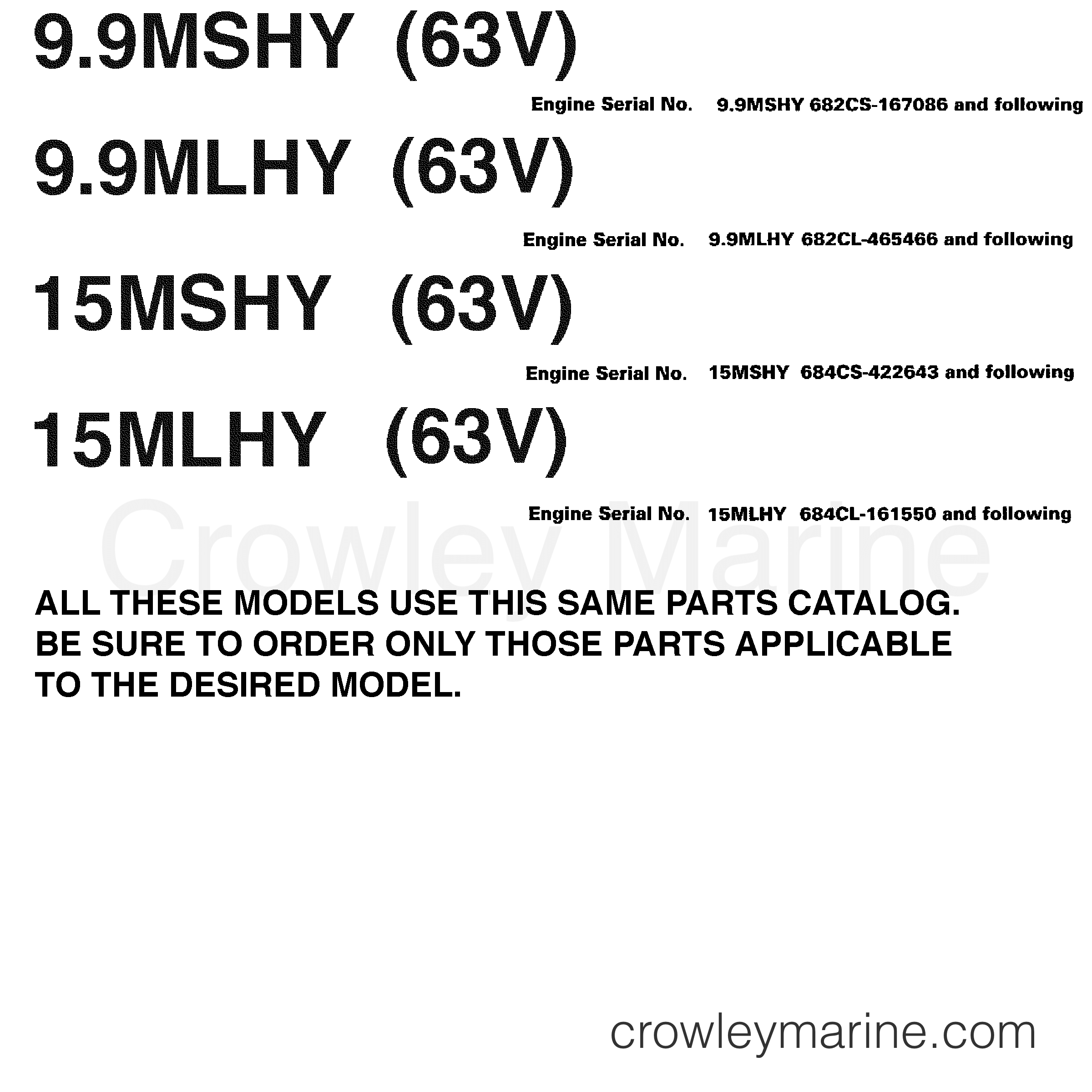 2000 Yamaha Outboard 9.9hp - 9.9MSHY MODELS IN THIS CATALOG section