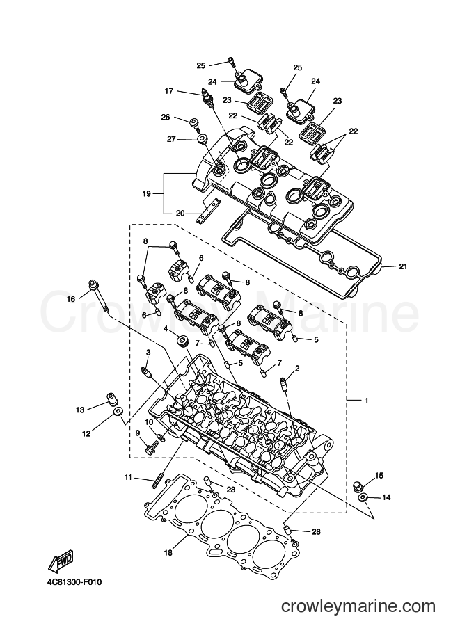 2008 Sport Bike YZF-R1 - YZF-R1 (4C8D) [010] - CYLINDER HEAD