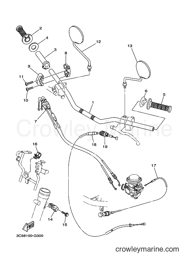 2012 Dirt Bike XT250 - XT250 (3C5W) [010] - STEERING HANDLE & CABLE