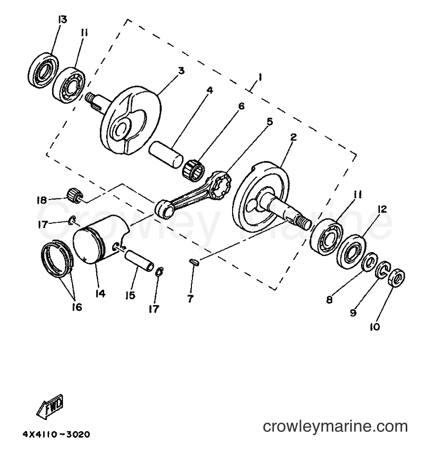 1989 Dirt Bike PW50W - PW50W (3PT1) [010] - CRANKSHAFT & PISTON