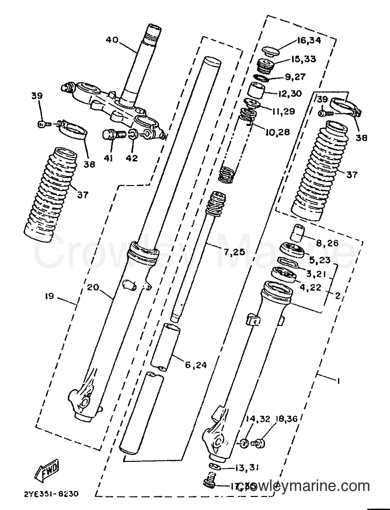 1988 Dirt Bike XT125 - XT125 (2YE1) [99A] - FRONT FORK