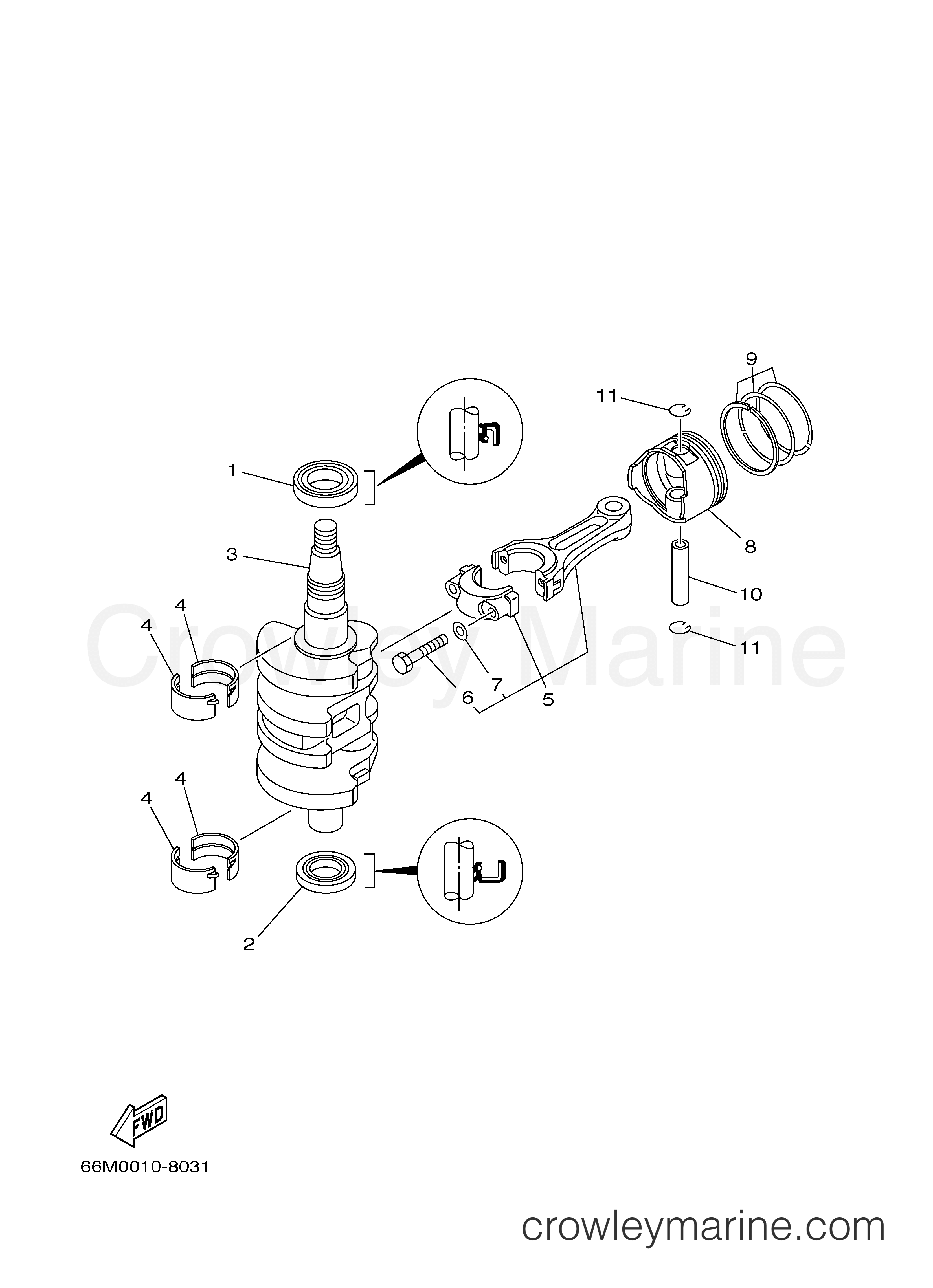 Yamaha Motors F15MLHB - CRANKSHAFT PISTON