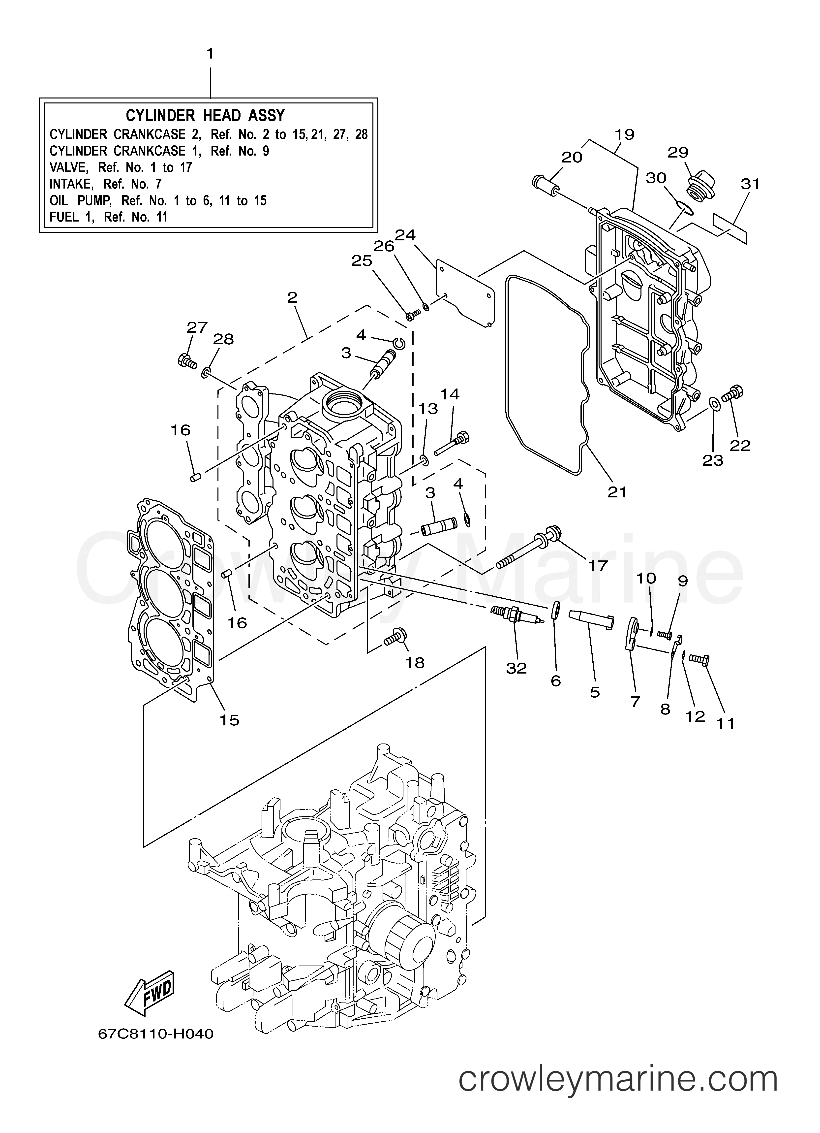 Yamaha Motors F40BMLH - CYLINDER CRANKCASE 2