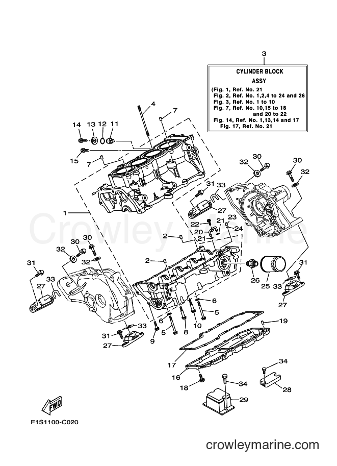 Yamaha Motors JF1000A (6B61) [010] - CRANKCASE