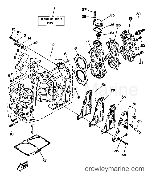 Yamaha Motors 25MLHQ - CRANKCASE CYLINDER