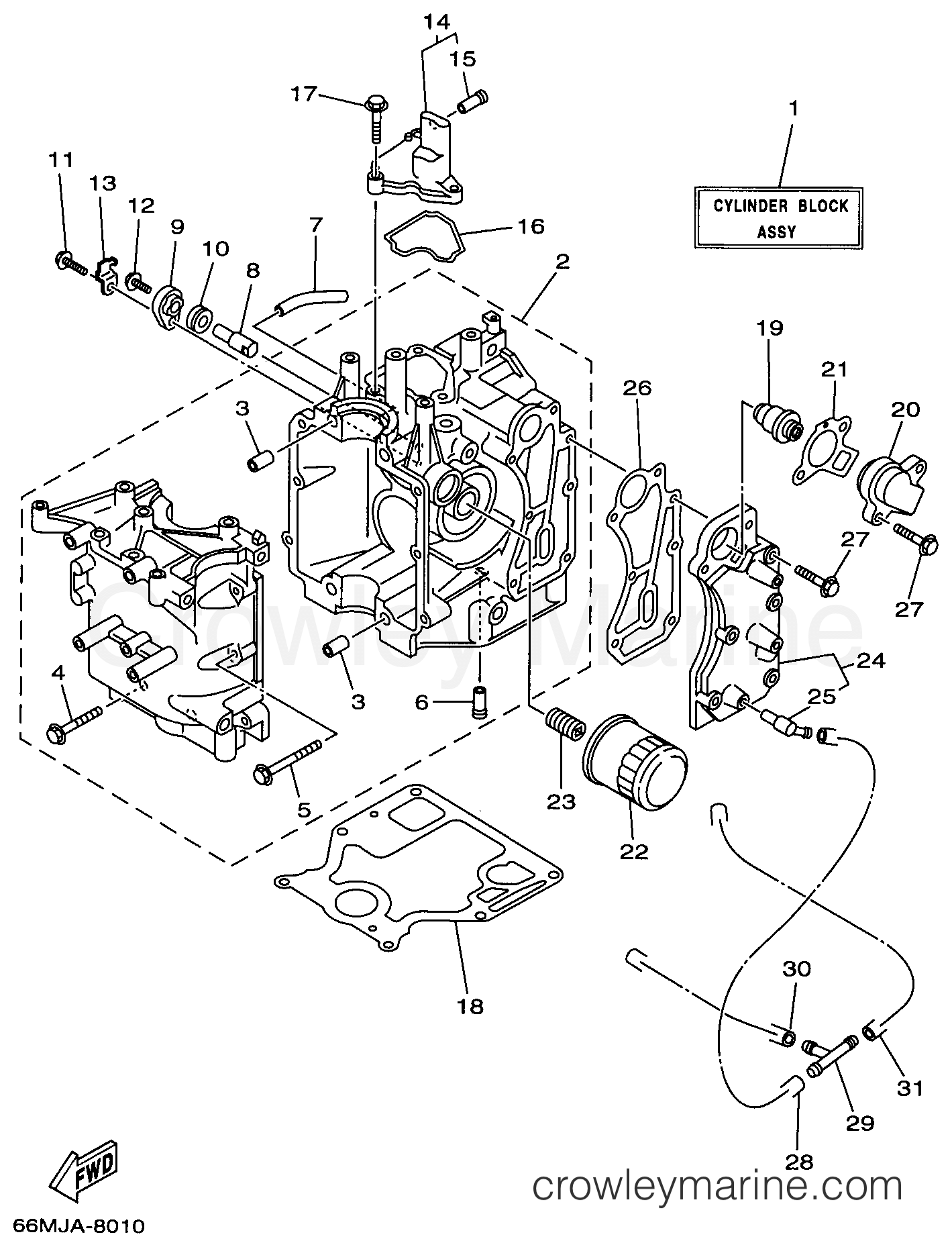 Yamaha Motors F15ESHW - CYLINDER CRANKCASE
