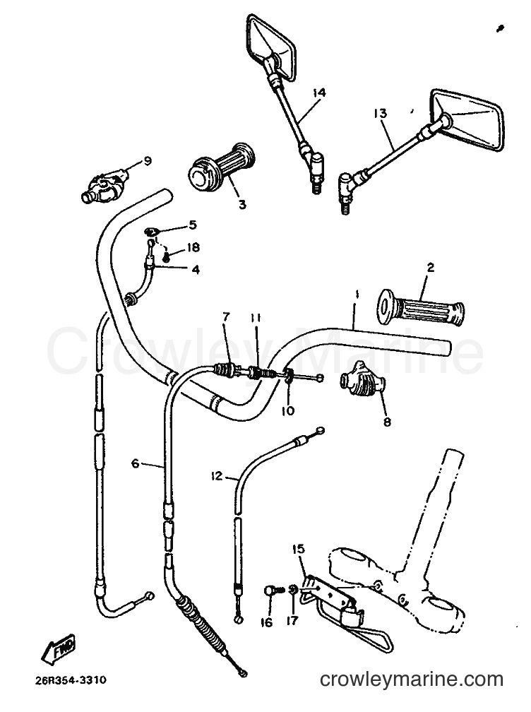 1983 Cruiser XV500 - XV500 (26R0) [020] - STEERING HANDLE & CABLE