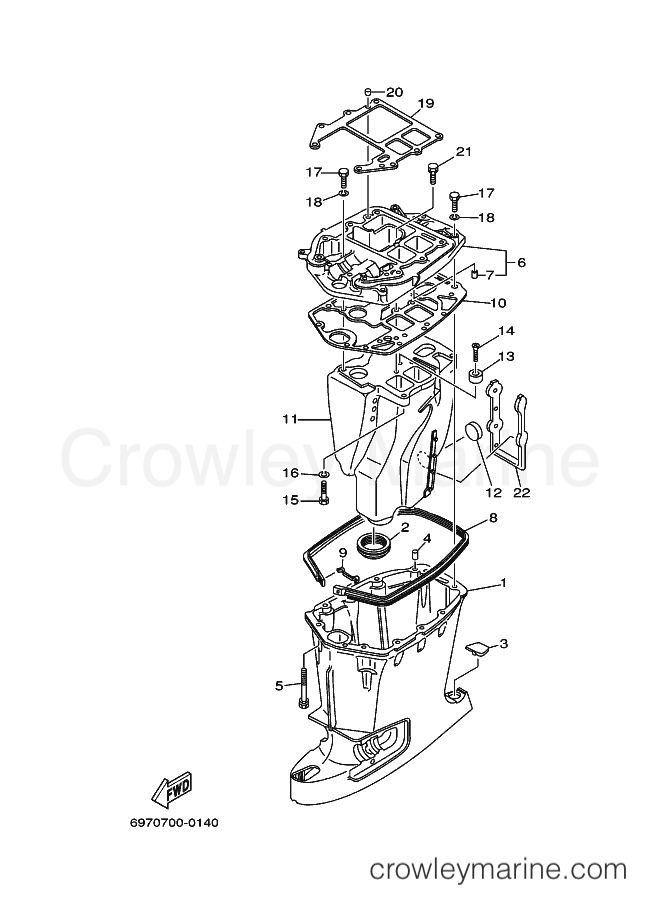 Yamaha Motors 55B (6970) [080] - UPPER CASING