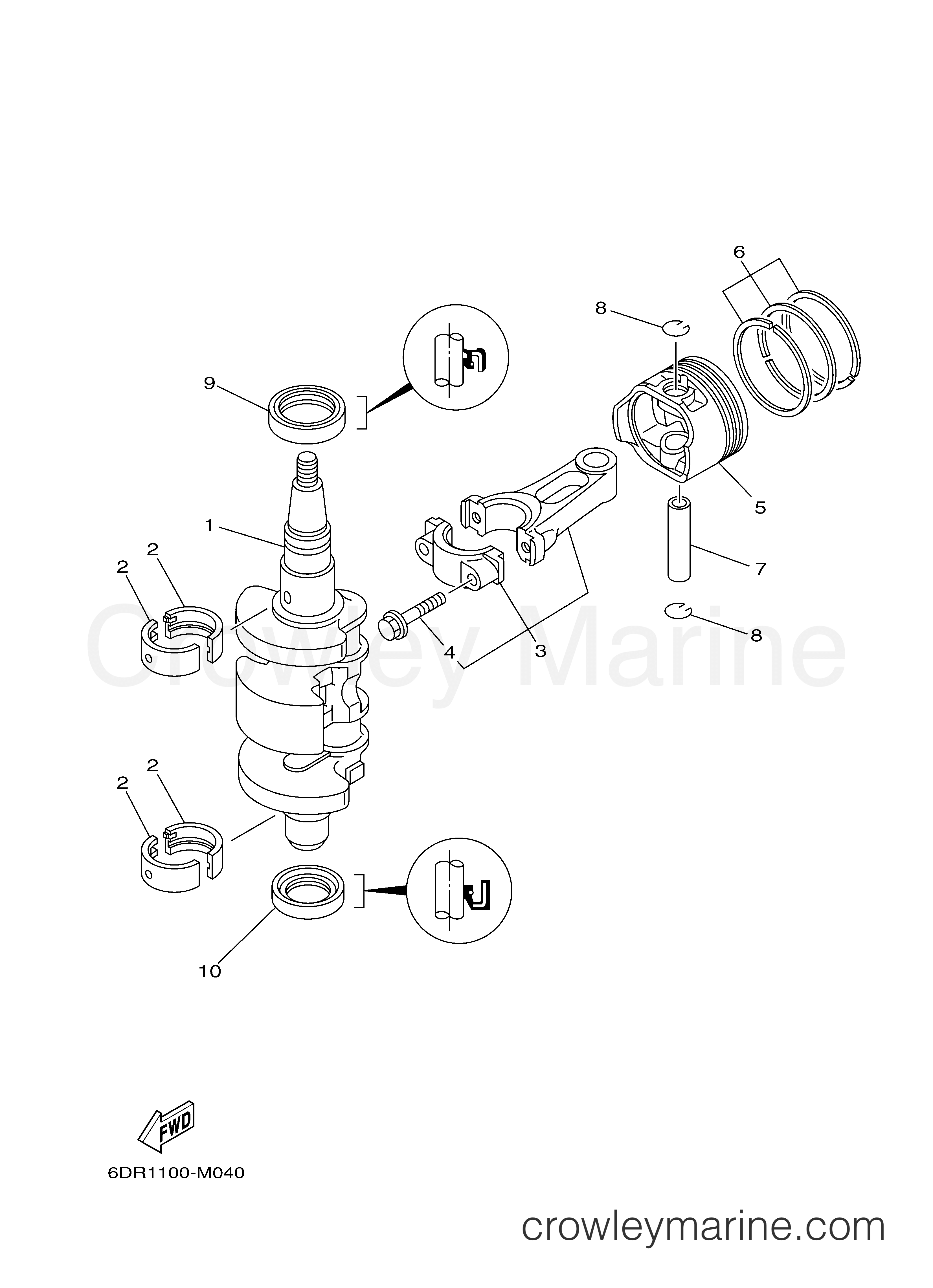 Yamaha Motors T9.9LEHB - CRANKSHAFT PISTON
