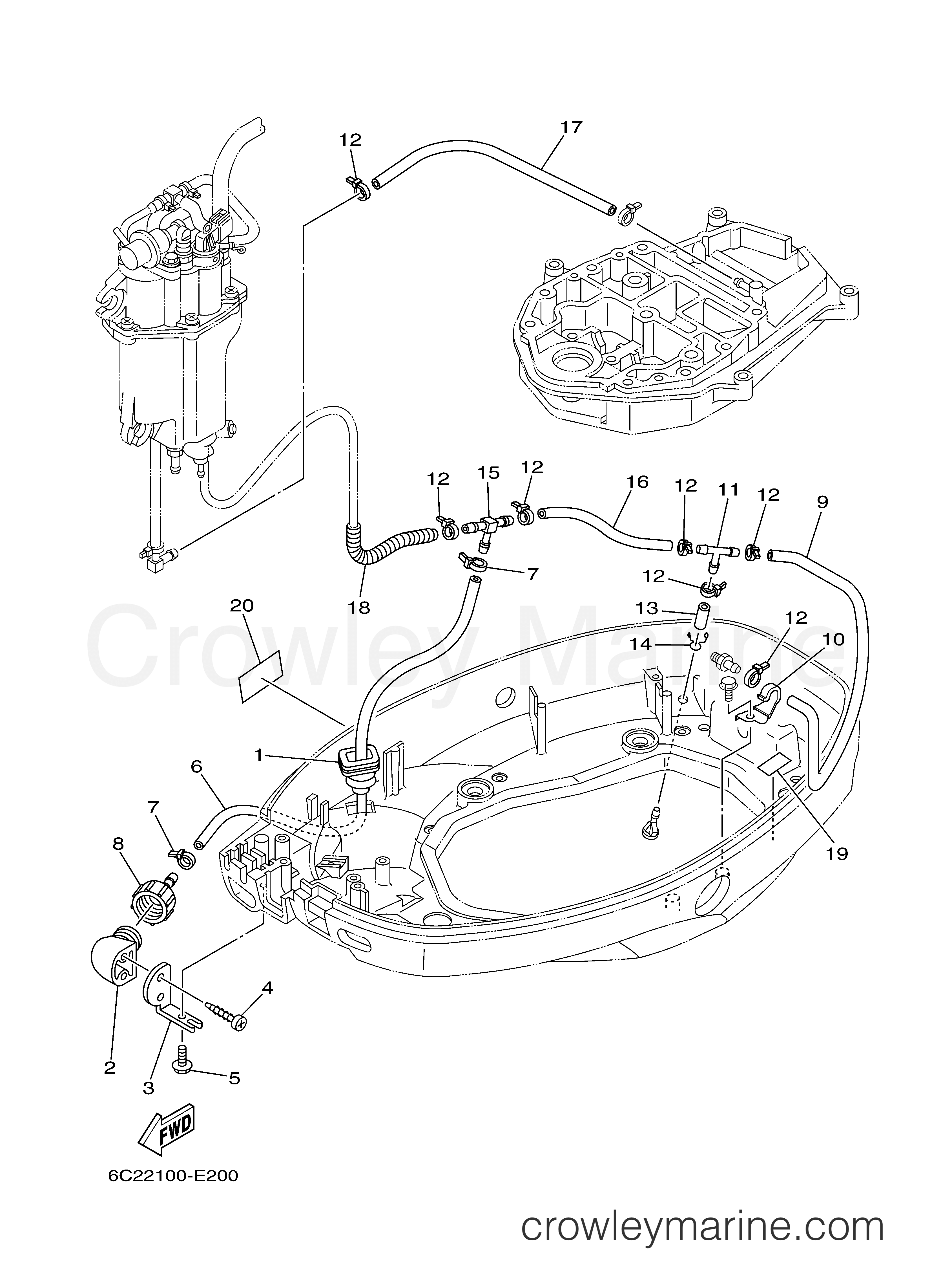 BOTTOM COWLING 2 - 2005 Yamaha Outboard 50hp F50TLR | Crowley Marine