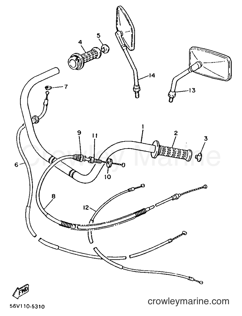 Yamaha Motors XV1000 (2AE) [99A] - STEERING HANDLE & CABLE