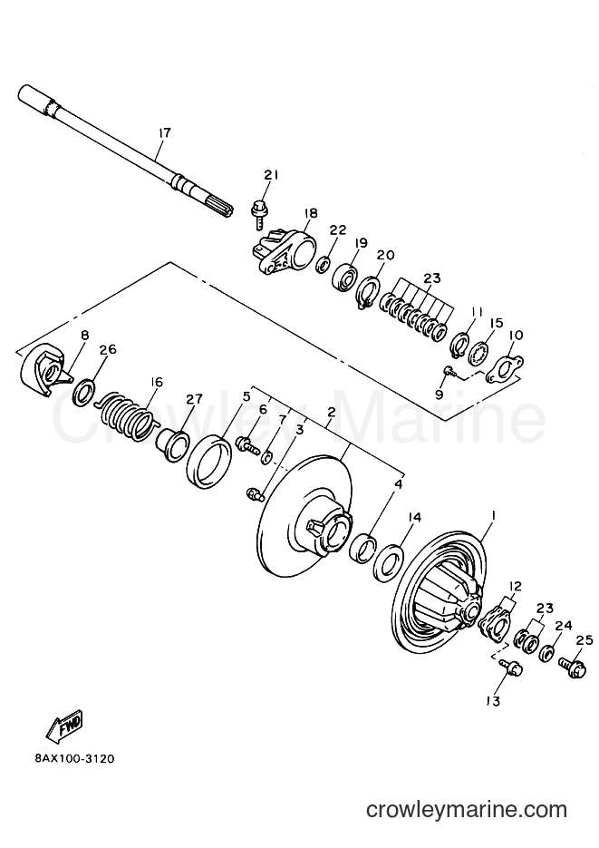 1993 Snowmobile VX750 - VX750 (8AX1) [020] - SECONDARY SHEAVE