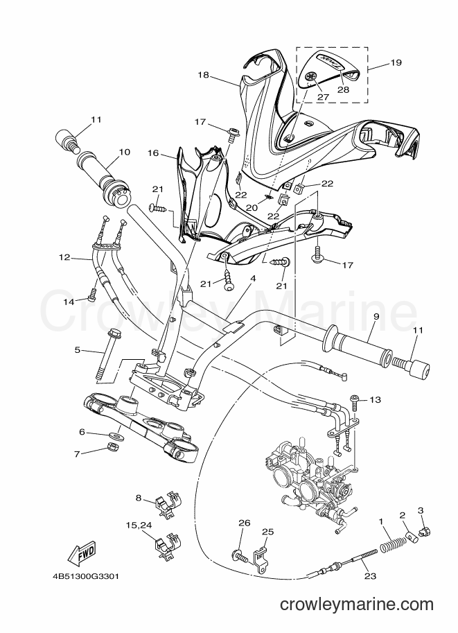 Yamaha Motors XP500 (4B5B) [010] - STEERING HANDLE & CABLE