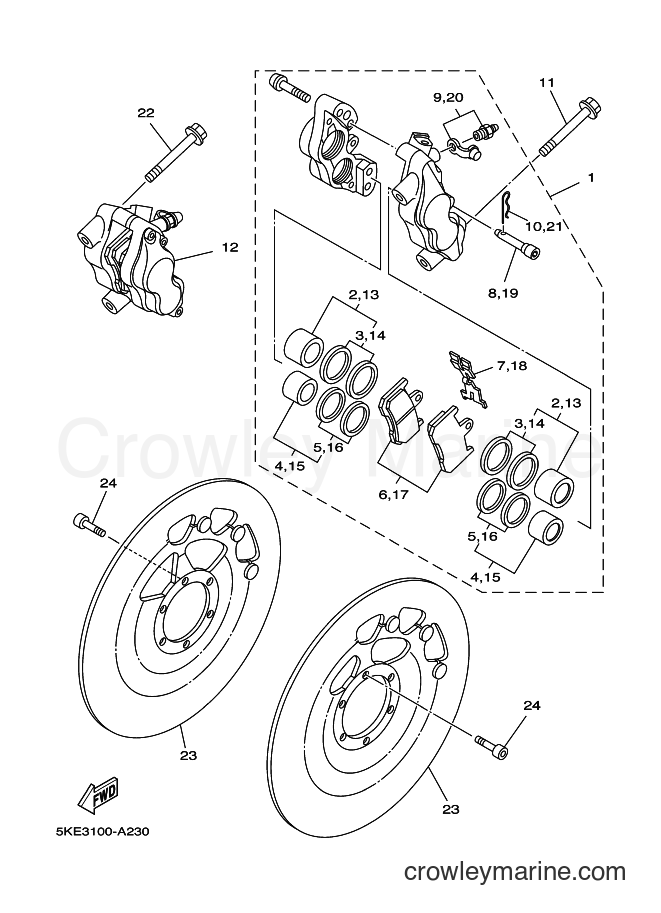 2002 Street Bike TZ250 - TZ250 (5KE3) [040] - FRONT BRAKE CALIPER