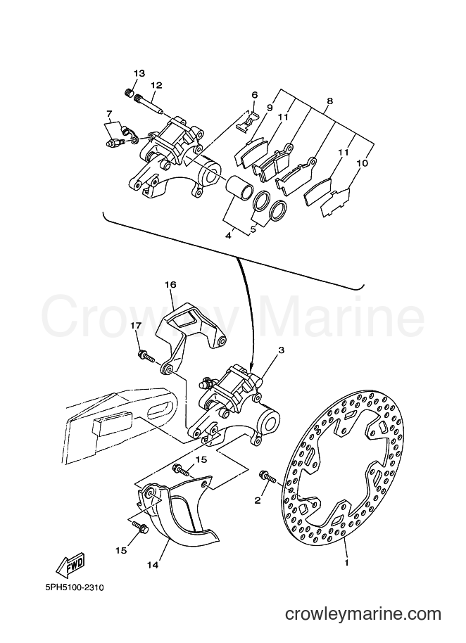 2002 Dirt Bike WR250F - WR250F (5PH6) [050] - REAR BRAKE CALIPER