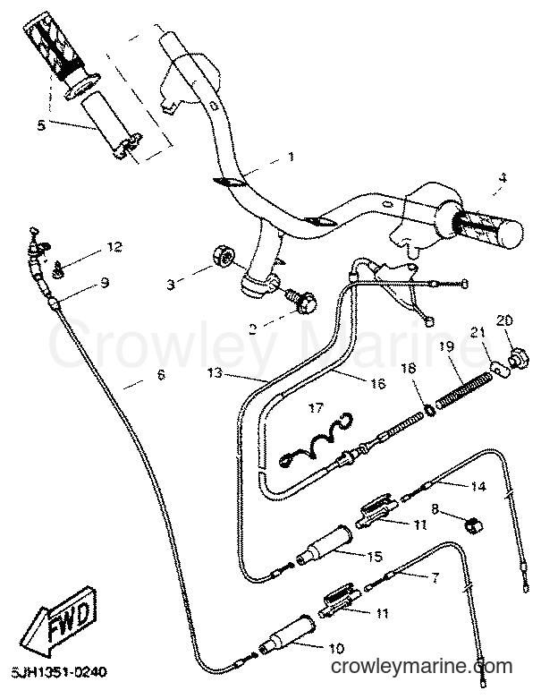 2001 Scooter EW50 - EW50 (5LH3) [010] - STEERING HANDLE & CABLE