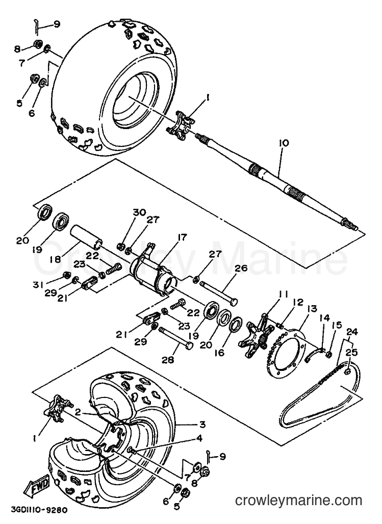 1993 ATV YFM350X - YFM350X (3GDC) [010] - REAR WHEEL