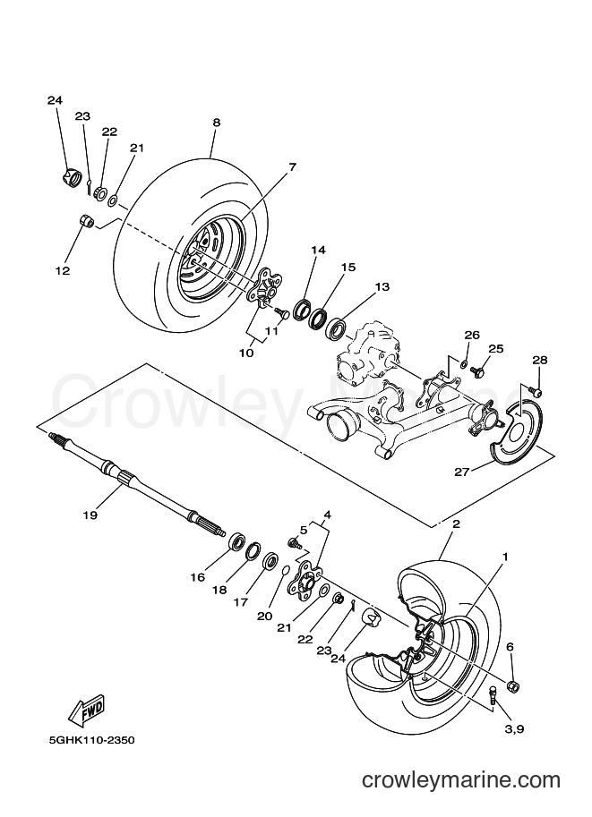 2003 ATV YFM400FWA - YFM400FWA (5GHS) [010] - REAR WHEEL