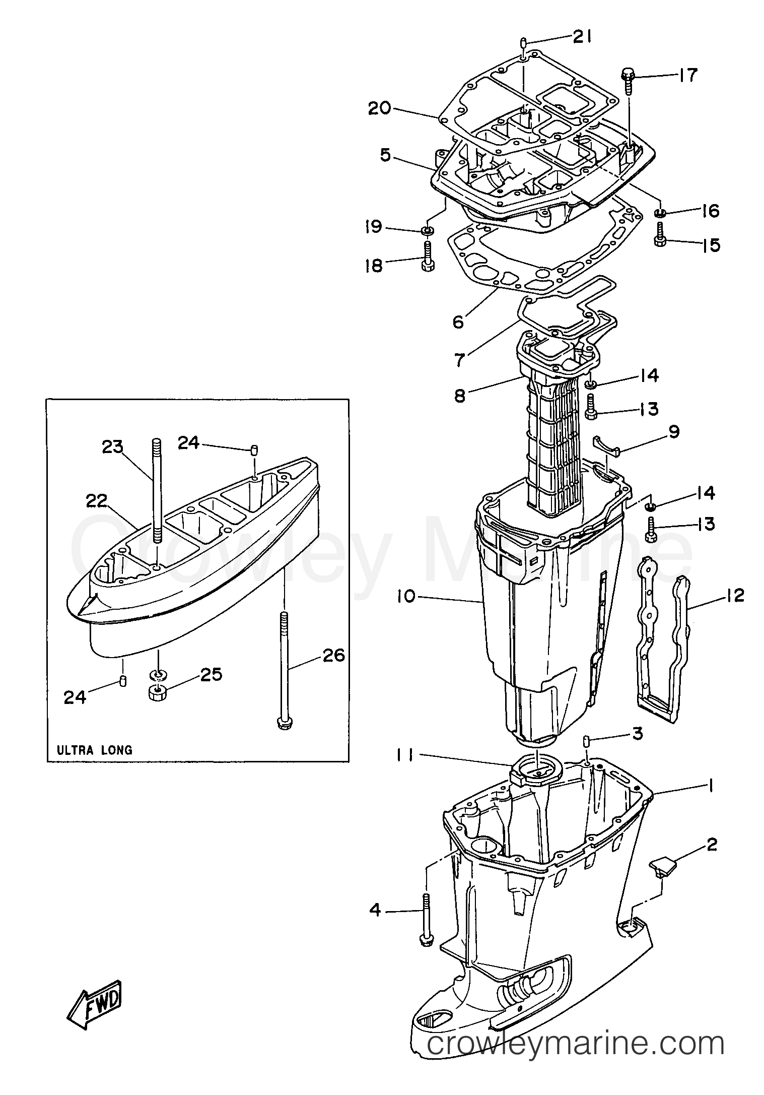 Yamaha Motors B90TLRV - UPPER CASING