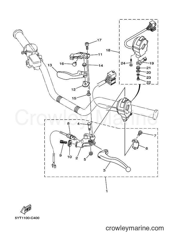 Yamaha Motors YFM350 (5YTR) [010] - HANDLE SWITCH & LEVER