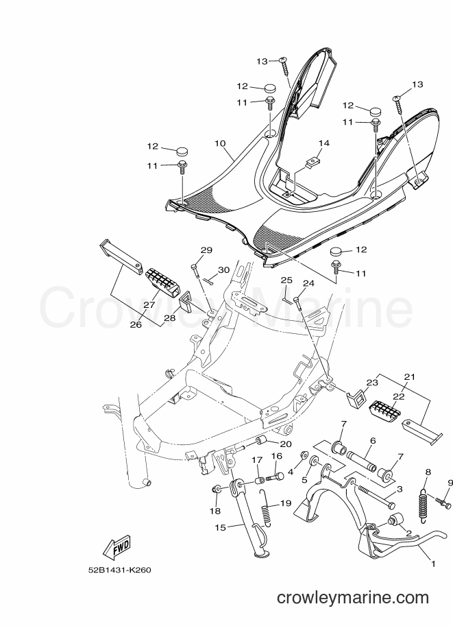 2012 Scooter XC115S - XC115S (52B5) [010] - STAND & FOOTREST