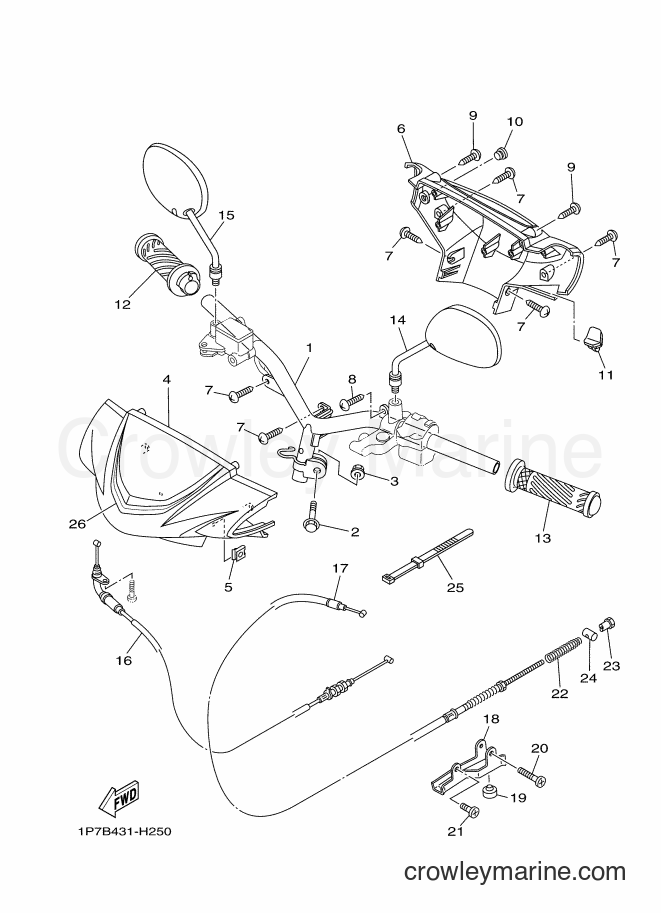 Yamaha Motors AT115 (1P7B) [010] - STEERING HANDLE & CABLE