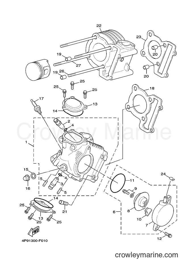 2012 Scooter XC125 - XC125 (4P9B) [010] - CYLINDER HEAD