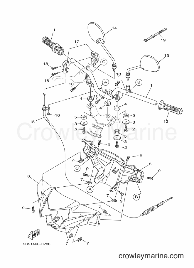 Yamaha Motors T115 (5D91) [010] - STEERING HANDLE & CABLE