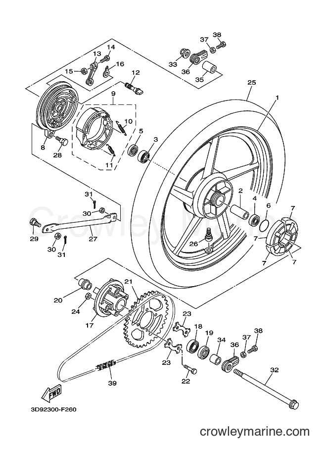 Yamaha Motors YBR125ED (3D92) [050] - REAR WHEEL