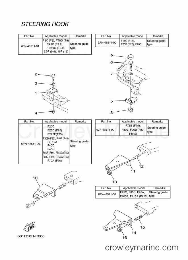 Yamaha Motors RIGGING REMOCON-2011 (601R) [010] - STEERING HOOK 2