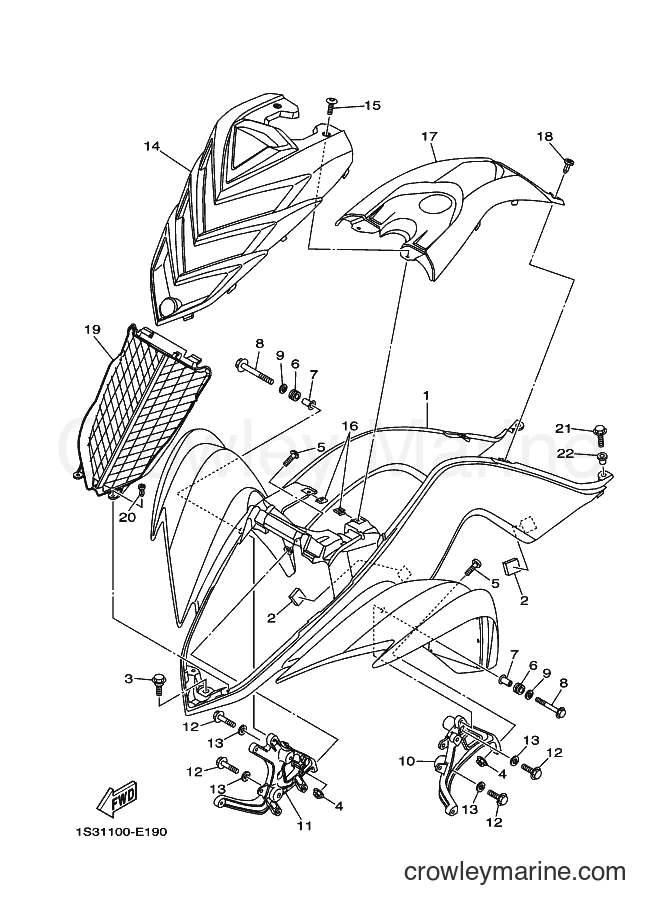 2008 ATV YFM700R - YFM700R (1S3K) [010] - FRONT FENDER