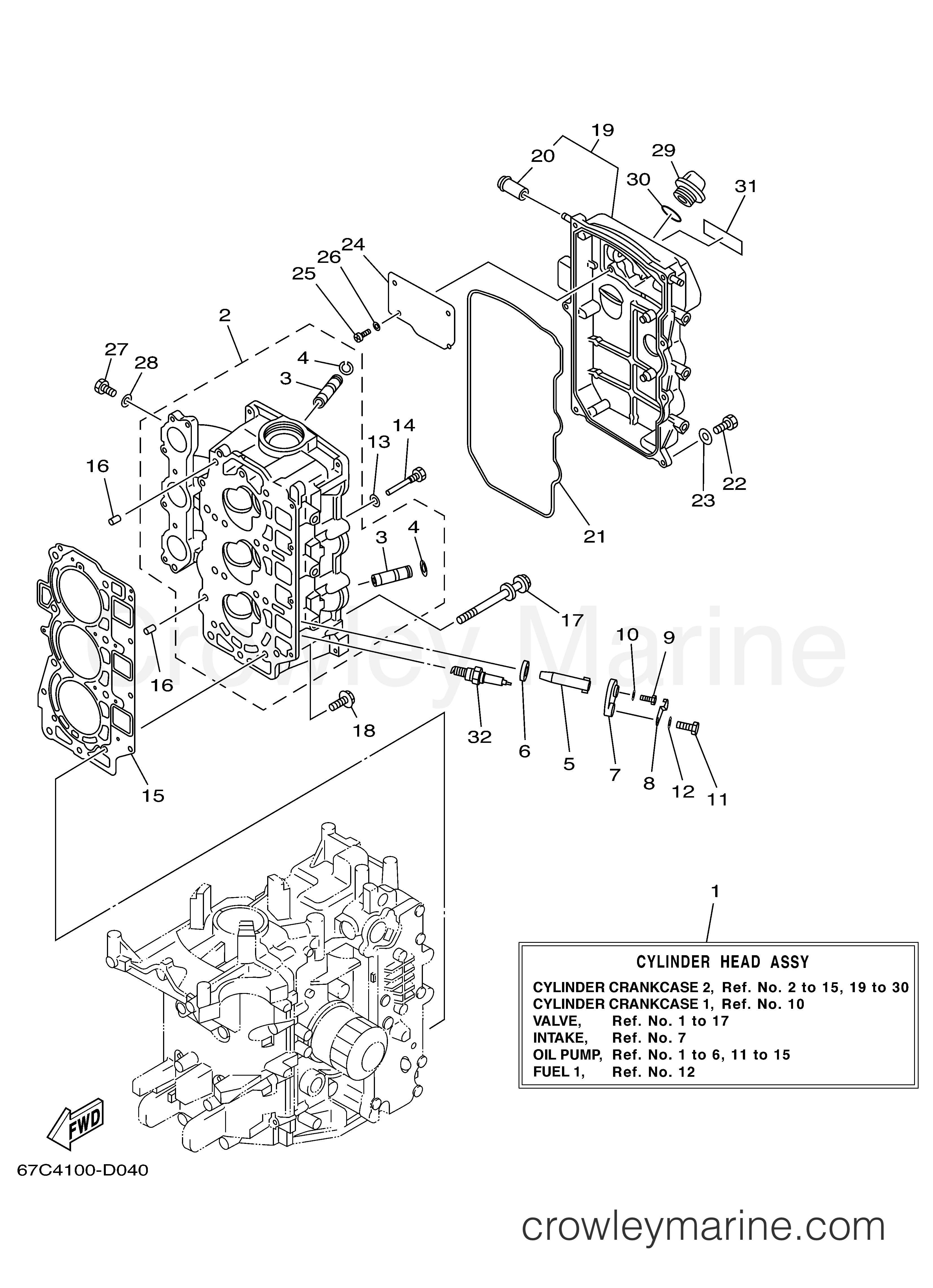 Yamaha Motors F40MLH - CYLINDER CRANKCASE 2