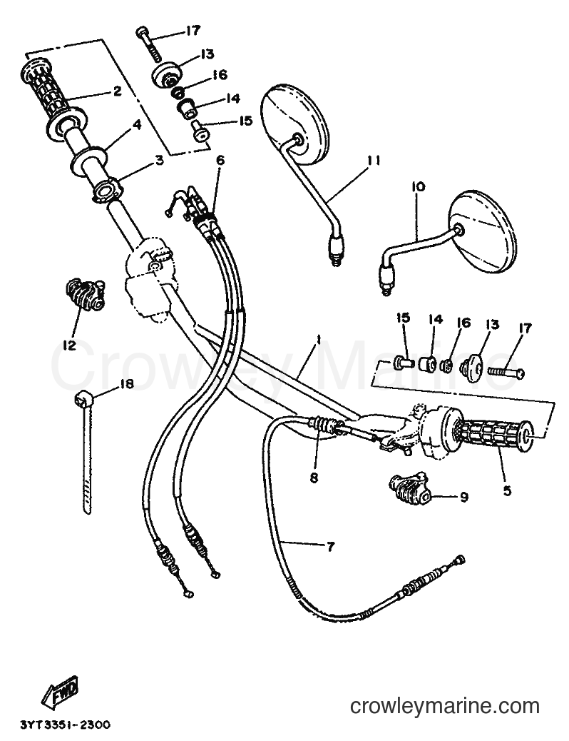 1992 Dirt Bike XT350 - XT350 (3YT3) [999] - STEERING HANDLE & CABLE