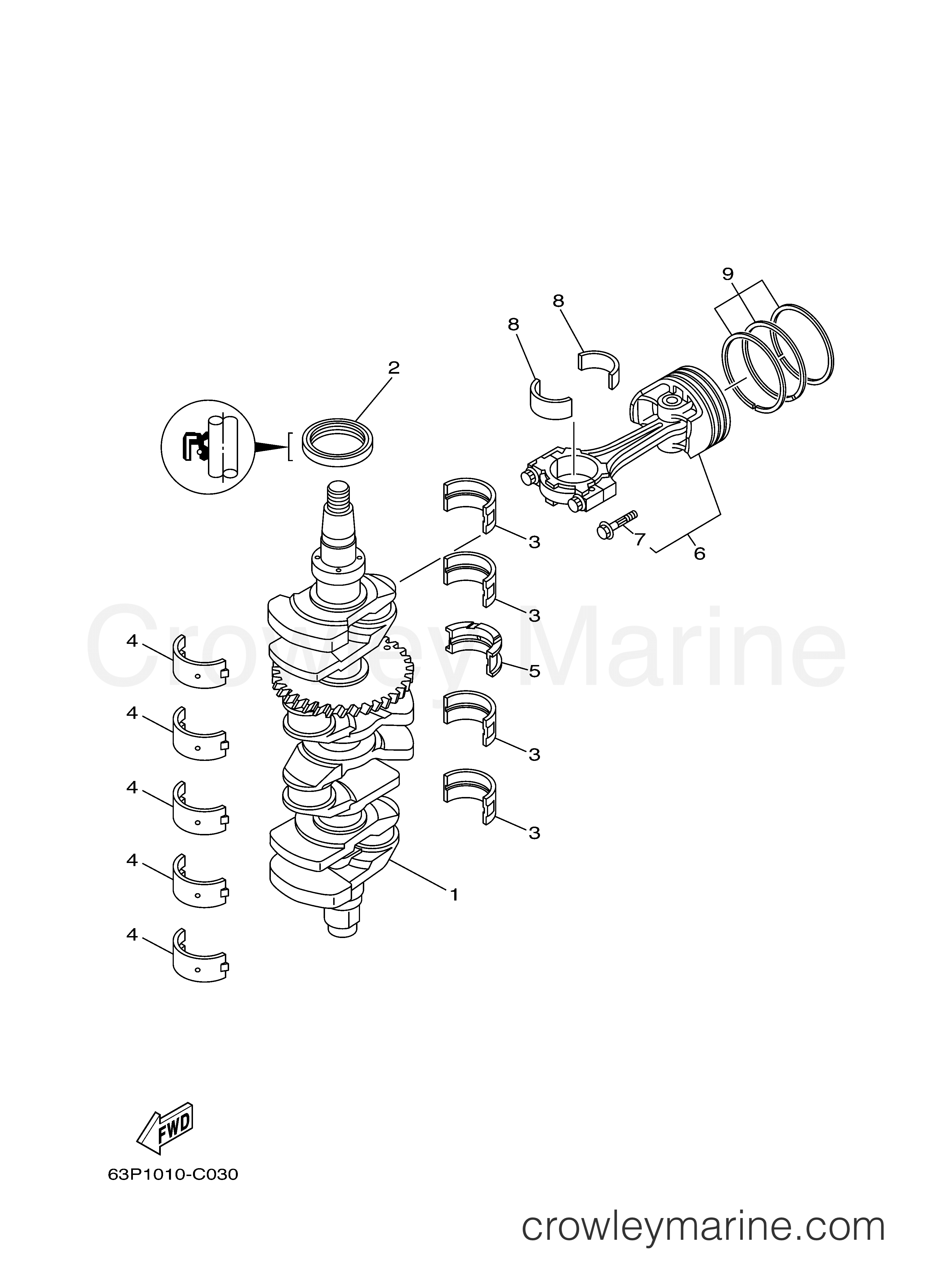 Yamaha Motors F150TLR - CRANKSHAFT PISTON