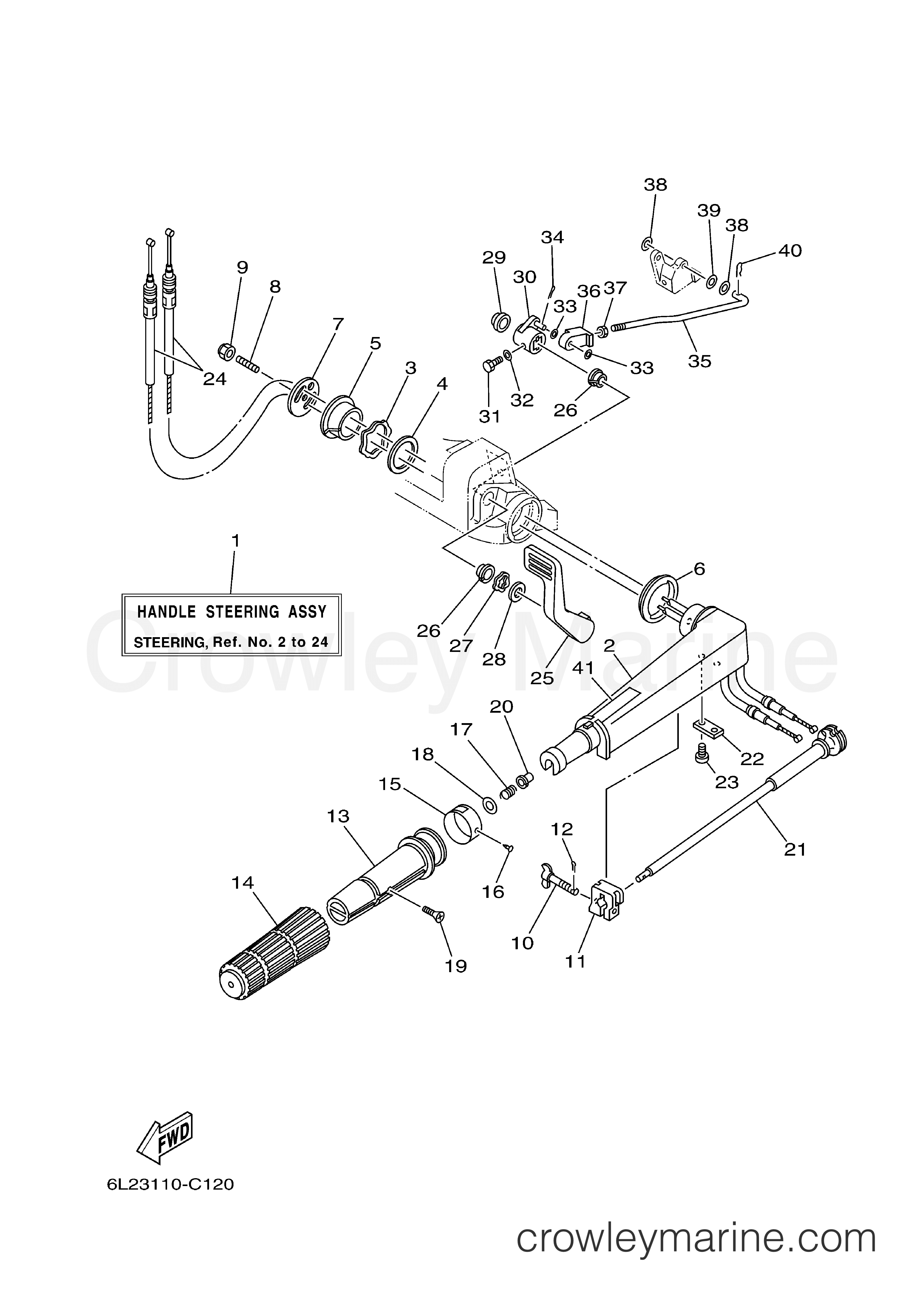 STEERING 2004 Yamaha Outboard 25hp 25MSHC Crowley Marine