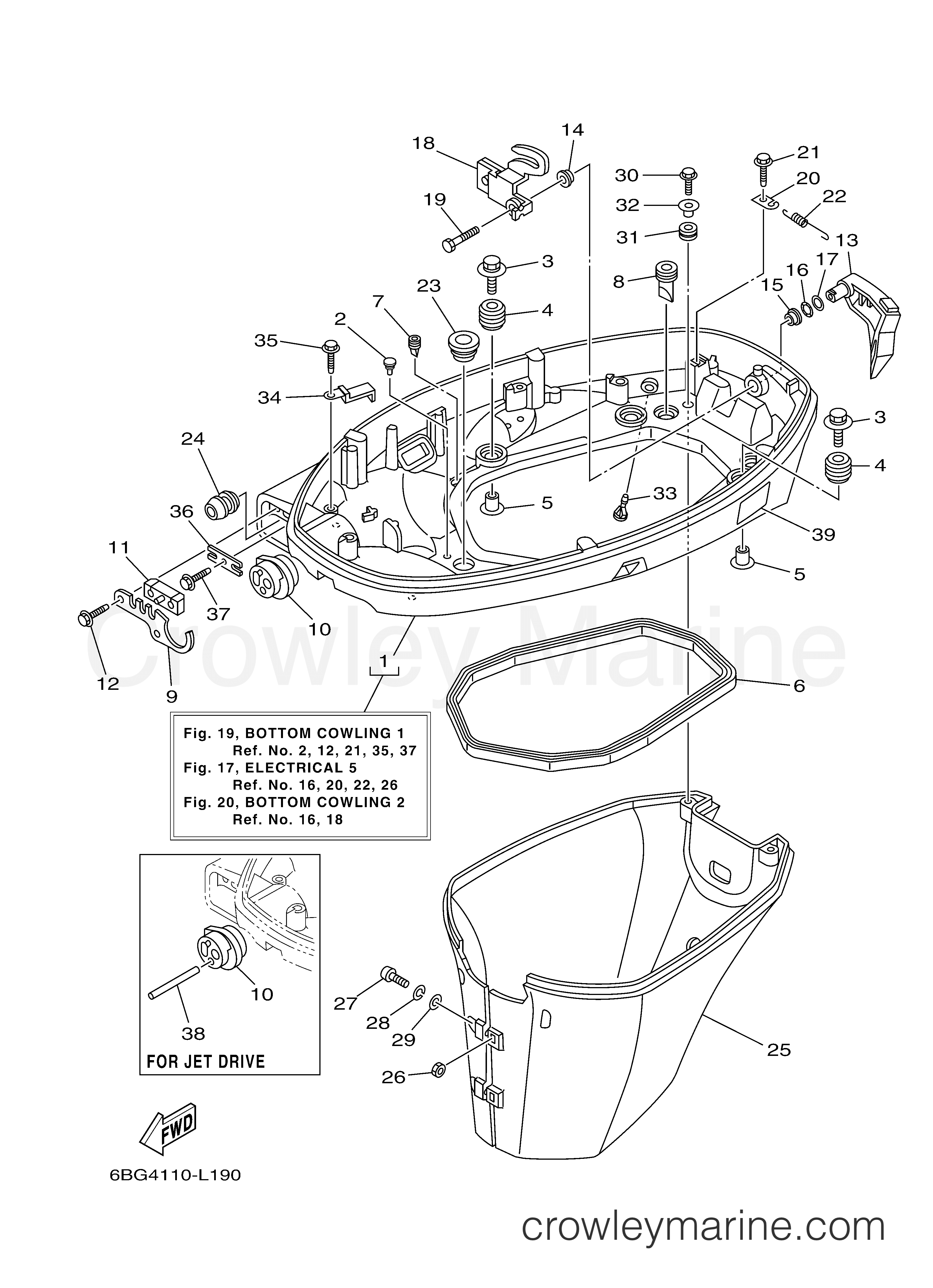 BOTTOM COWLING 1 - 2011 Outboard 40hp F40LA | Crowley Marine