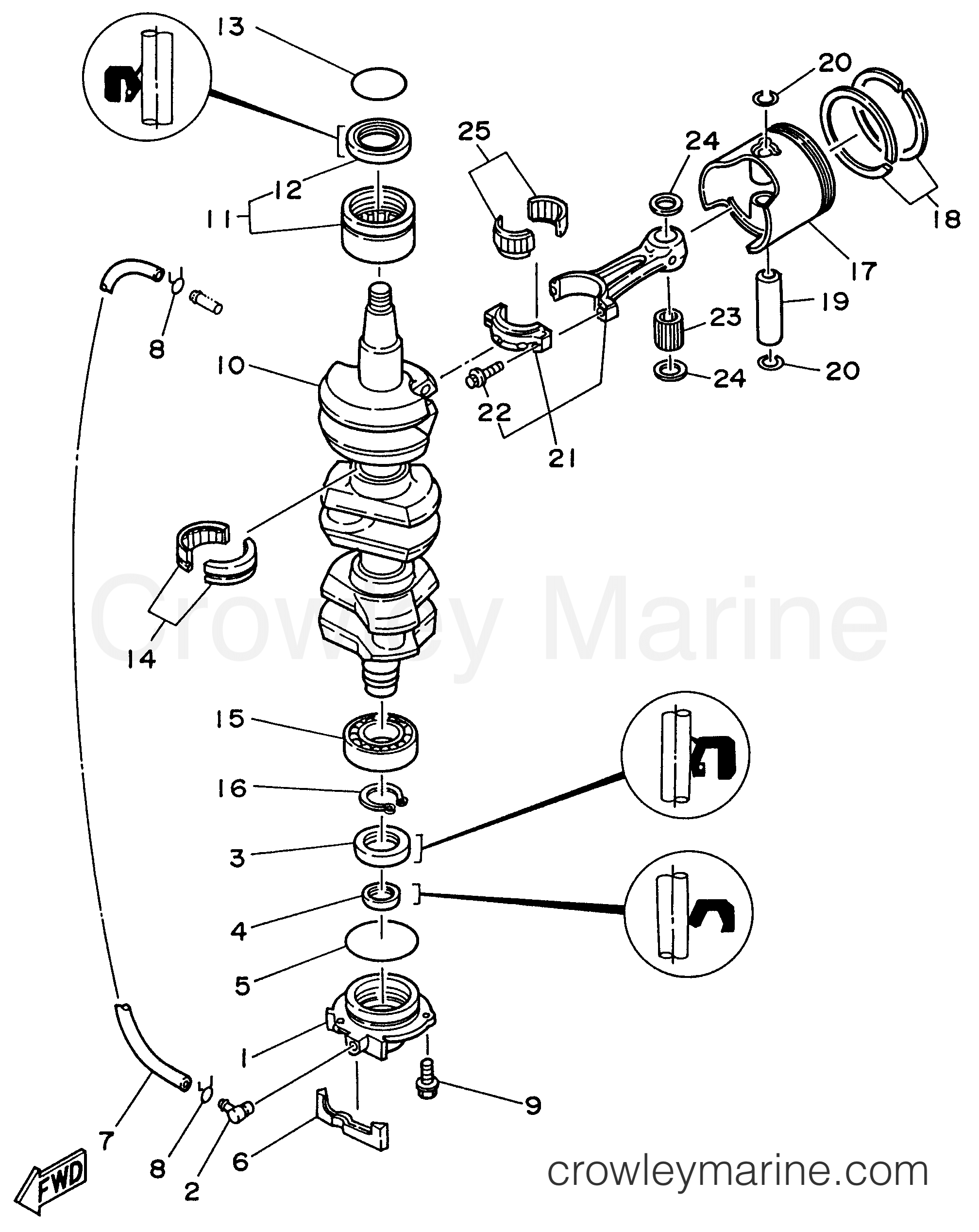 Yamaha Motors P75TLHX - CRANKSHAFT PISTON