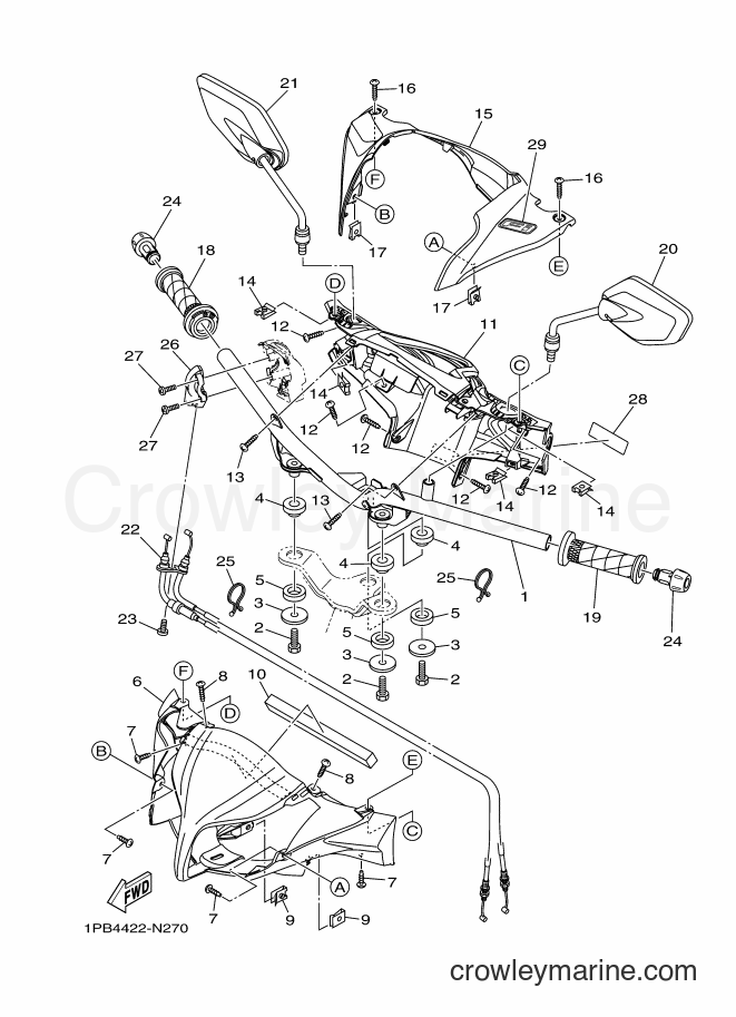 Yamaha Motors T115FSEC (1PB8) [010] - STEERING HANDLE & CABLE