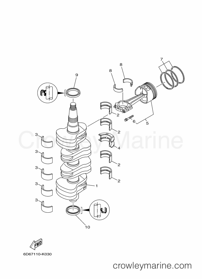 Yamaha Motors F90A (6D88) [050] - CRANKSHAFT & PISTON