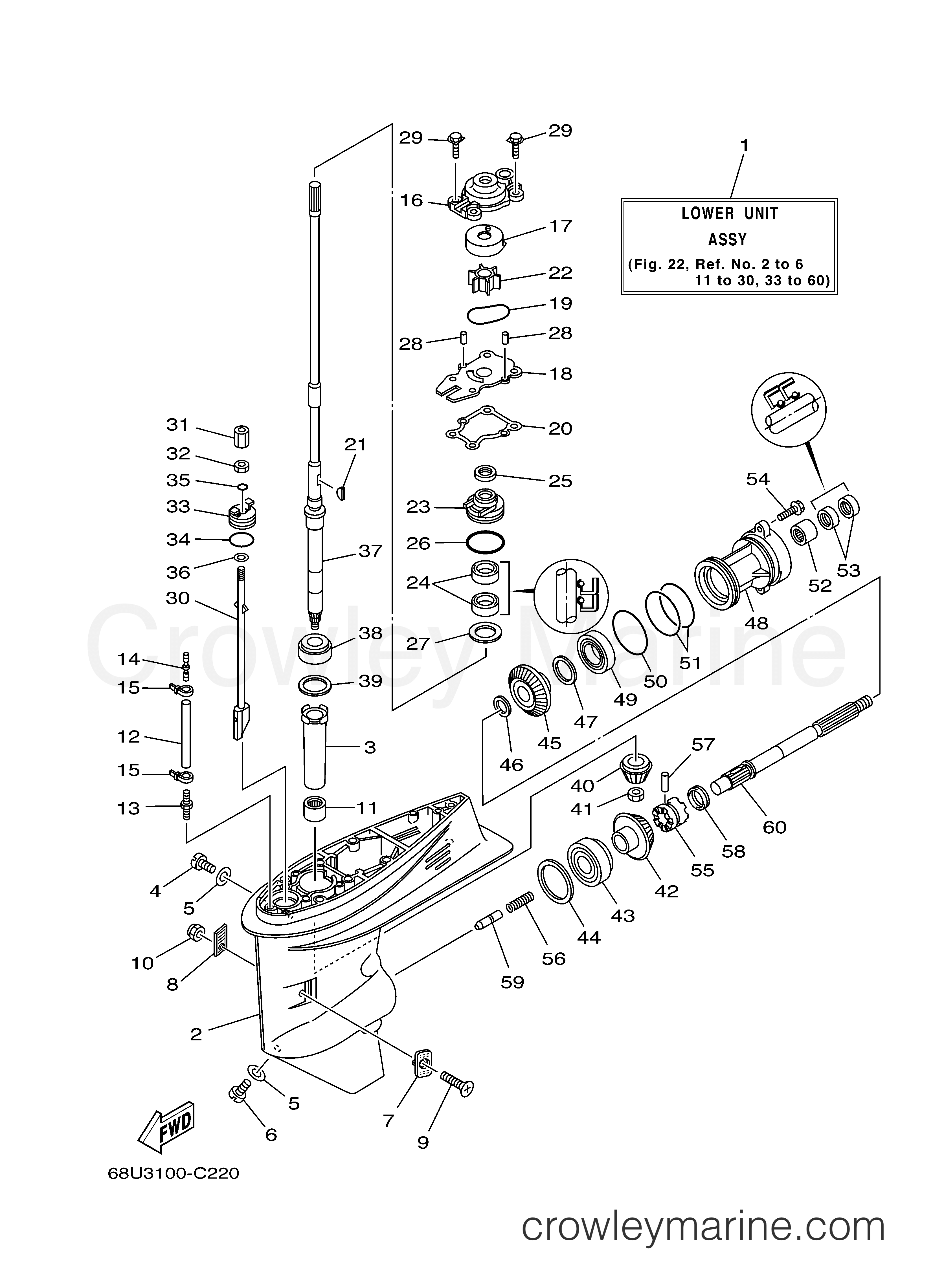 Yamaha Motors T25TLR - LOWER CASING DRIVE 1