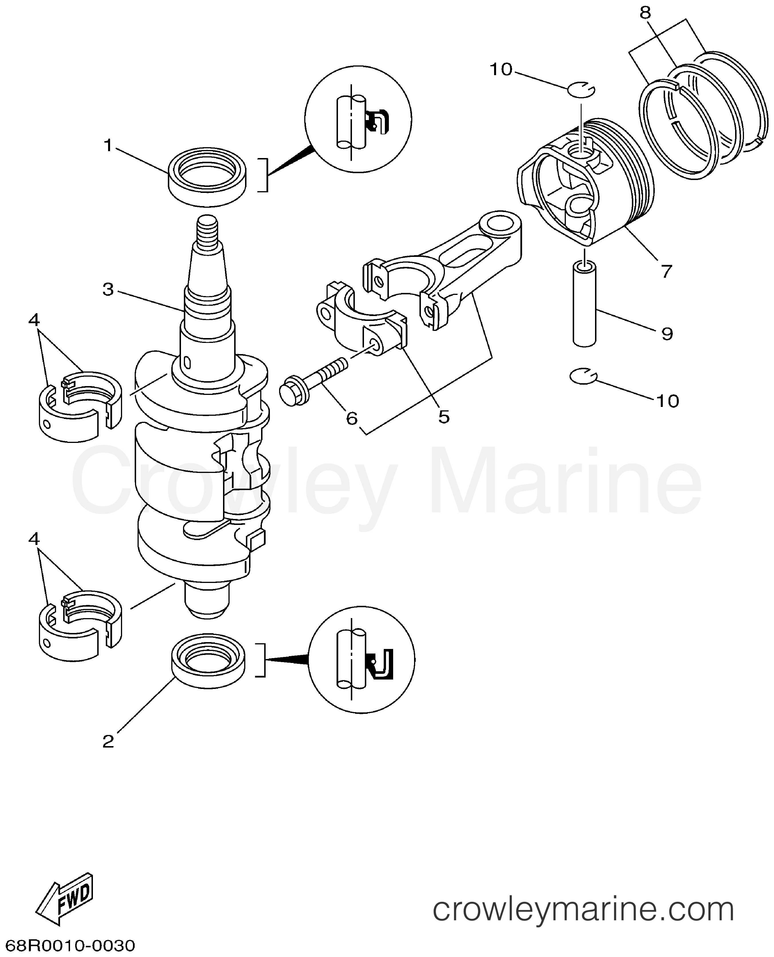 Yamaha Motors F8MSHA - CRANKSHAFT PISTON