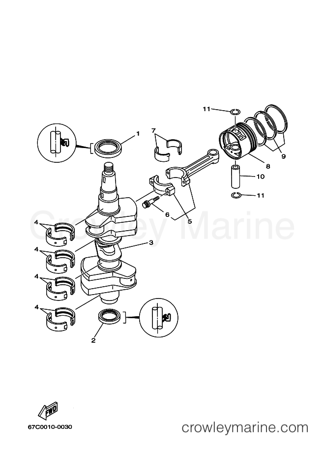 Yamaha Motors F40ELH (67C) [130] - CRANKSHAFT & PISTON