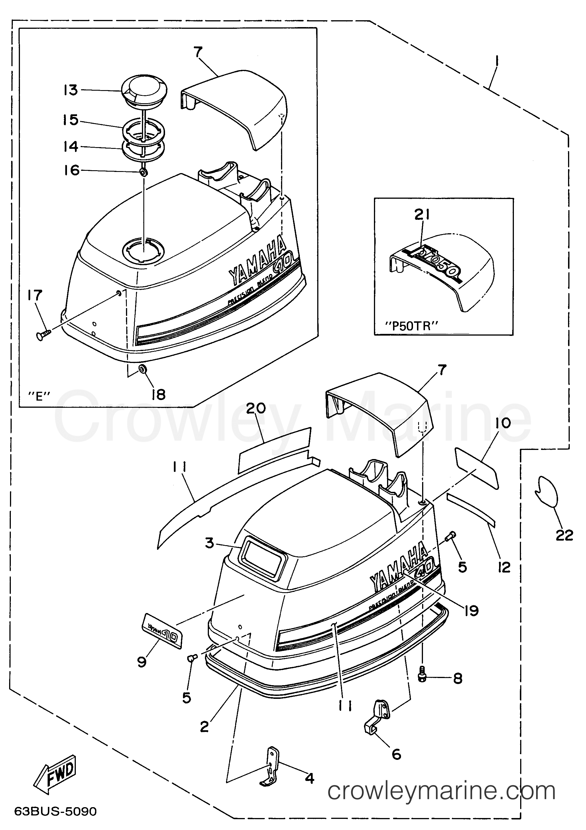 Yamaha Motors 40EJRU - TOP COWLING
