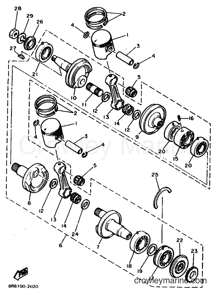 1988 Snowmobile SR540 - SR540 (84L0) [010] - CRANKSHAFT & PISTON