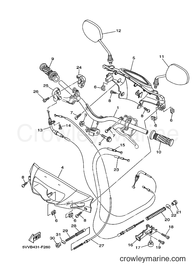 Yamaha Motors AL115S (5VVB) [010] - STEERING HANDLE & CABLE