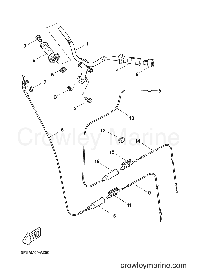 Yamaha Motors YQ50 (5PE5) [050] - STEERING HANDLE & CABLE