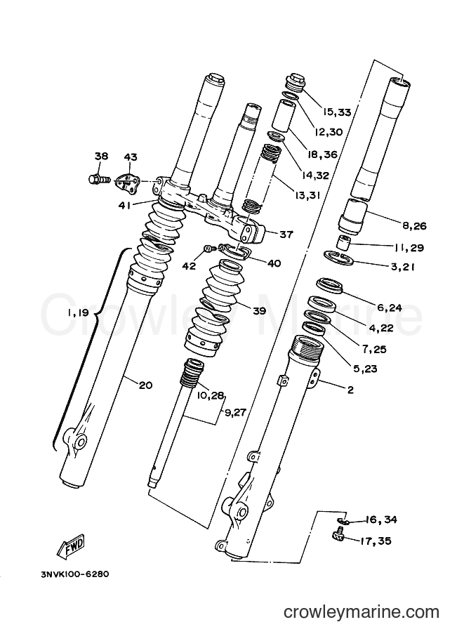 2000 Dirt Bike XT350 - XT350 (5LJ2) [010] - FRONT FORK