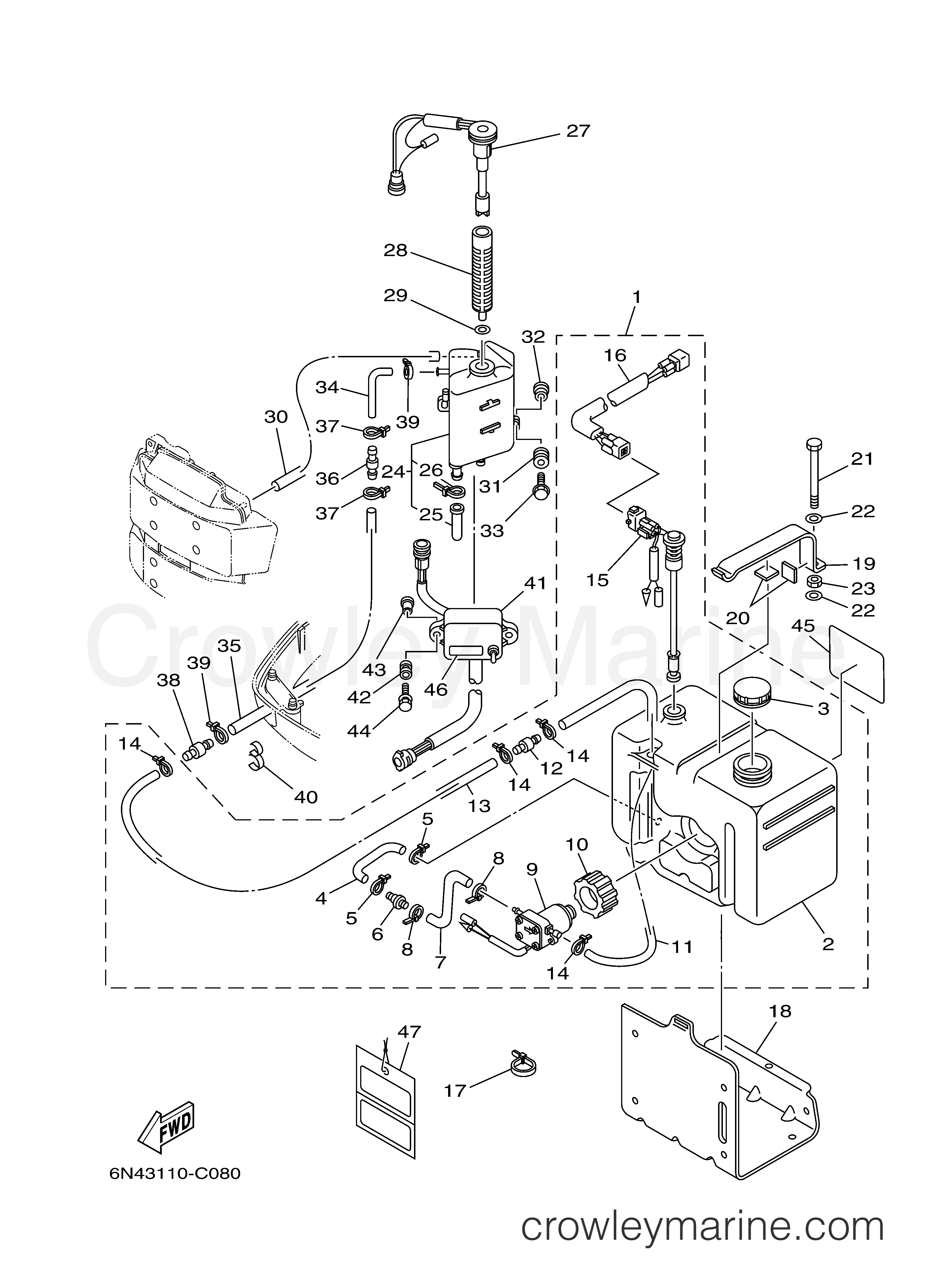 OIL TANK 2004 Yamaha Outboard 115hp 115TXRC Crowley Marine