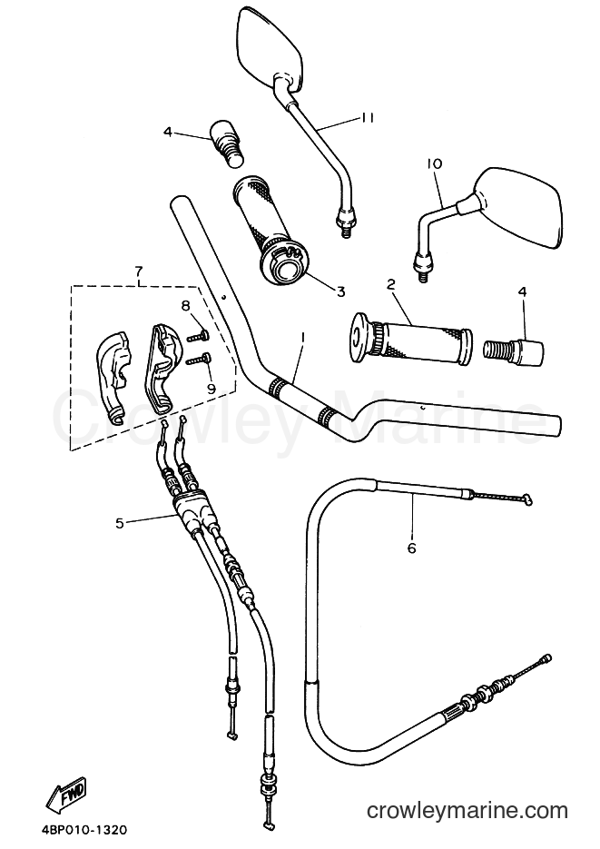 1993 Street Bike XJ600S - XJ600S (4DU6) [010] - STEERING HANDLE & CABLE
